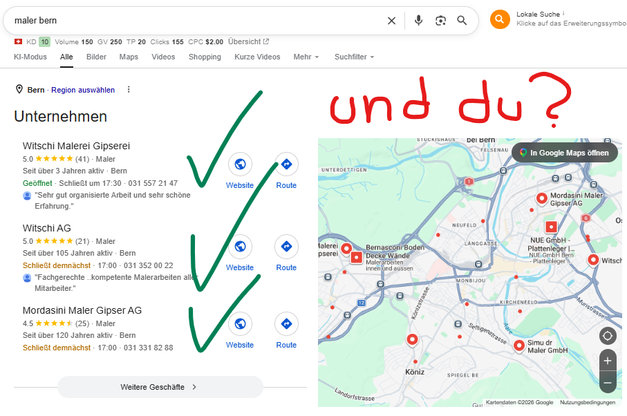 Lokale SEO Optimierungen Schweiz Beispiel