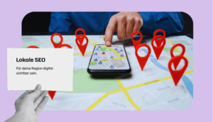 Lokale SEO, Hand hält Text zu SEO, Bild zeigt Google Maps