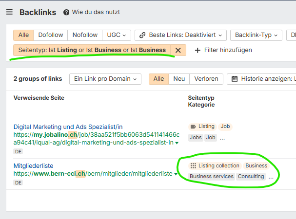 WebEcho Wie finde ich branchenregistereinträge in der schweiz mit Ahrefs